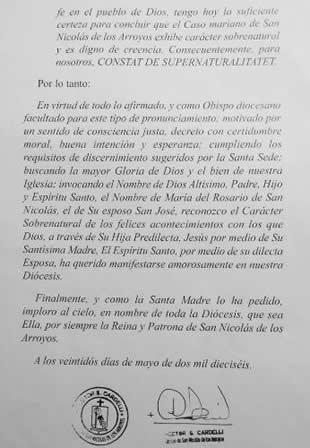 Bispo declara autenticidade do acontecimento mariano de San Nicolás, Argentina.jpg