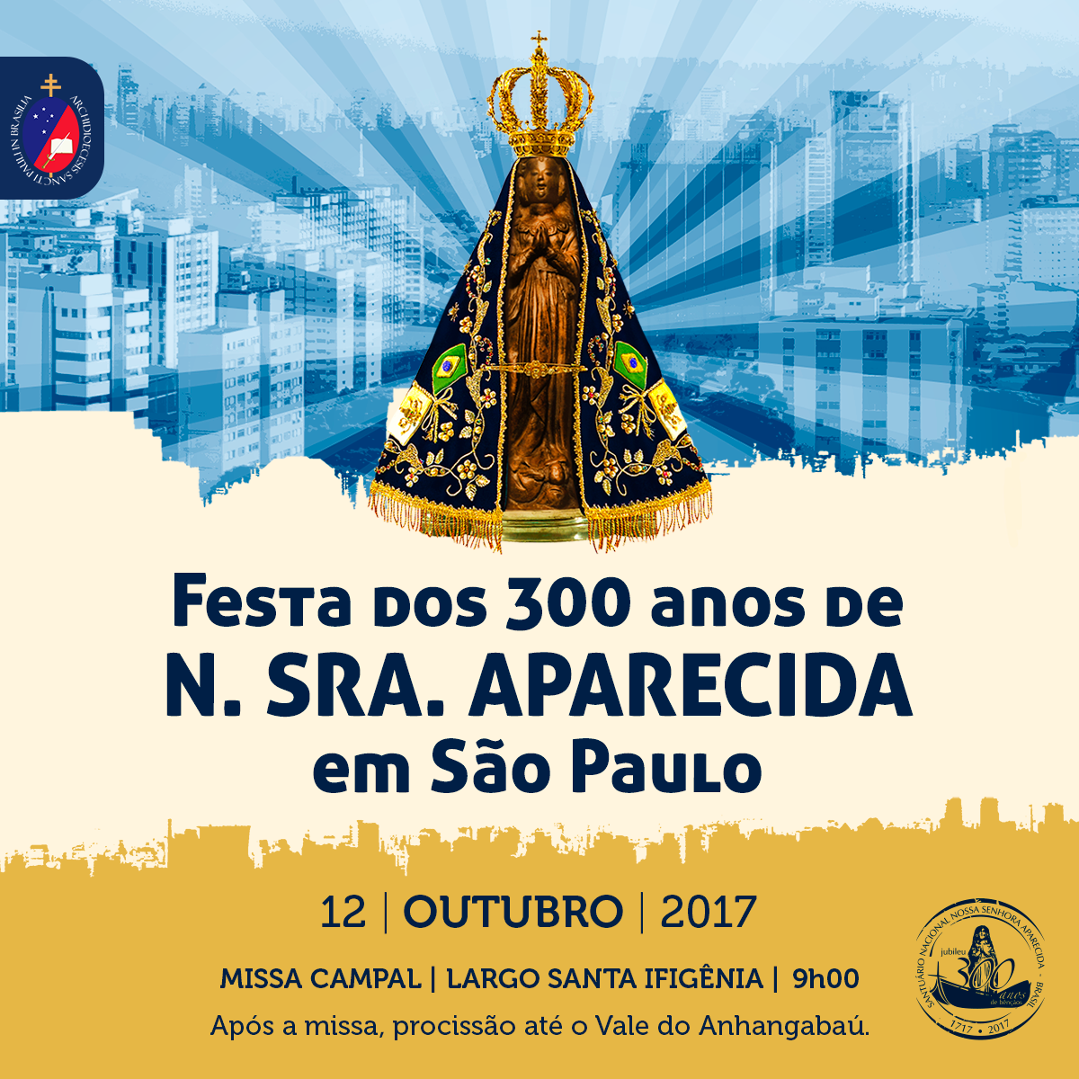 Arquidiocese de São Paulo promove missa campal pelos 300 anos da Mãe Aparecida.png